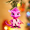 thumbnail image 3 of KCEHTA Christmas Dinosaur Ornaments, Personalized Dinosaur Christmas Ornament 26 Letters Cute Cartoon Pink Dinosaur Christmas Tree Hanging Ornaments, Funny Christmas Gifts, 3 of 7