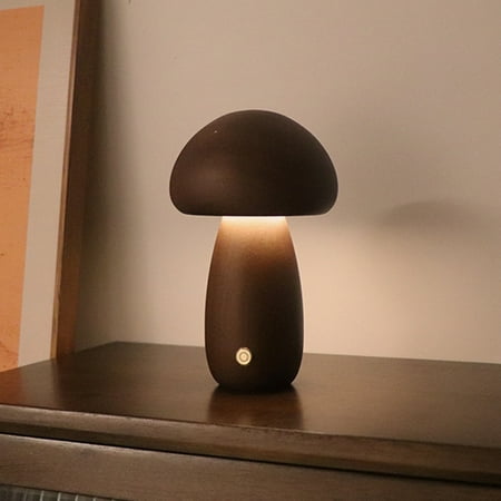 

Wooden Mushroom Lamp Mushroom Night Light for Small Spaces Rechargeable Portable Mini Warm Light Bedroom Living room Table Kitchen Camping