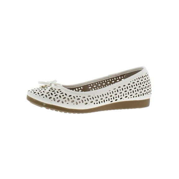 Giani Bernini Womens Odeysap 3 Cut-Out Ballet Flats White 10 Medium (B,M)