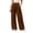 Brown, variant on Women's Asymmetry Wrap Pants High Waist Linen Wide Leg Trousers Button Loose Casual Pant with Pockets Brown,S