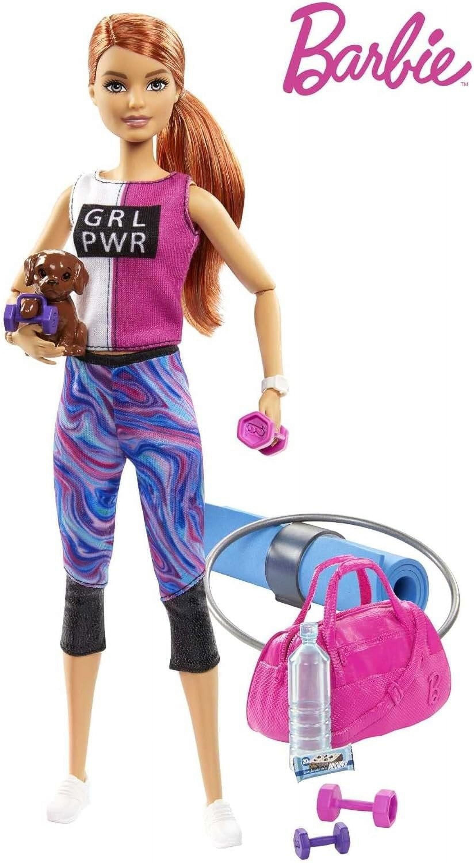 Barbie Puppy Loves Fitness with Red Haired Yoga Barbie Set, 3 Piece - Macy's