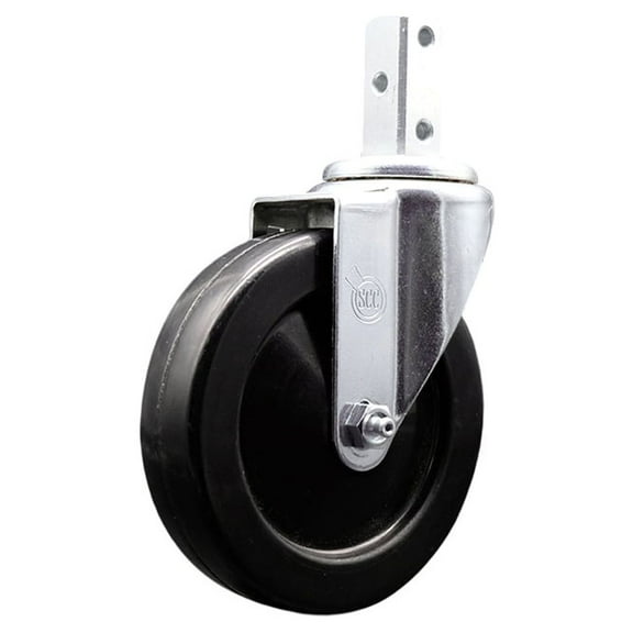 5 Inch Soft Rubber Wheel Swivel 3/4 Inch Square Stem Caster Service Caster