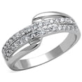 thumbnail image 1 of Women Rhodium Brass Ring with AAA Grade CZ in Clear - Size 10, 1 of 1