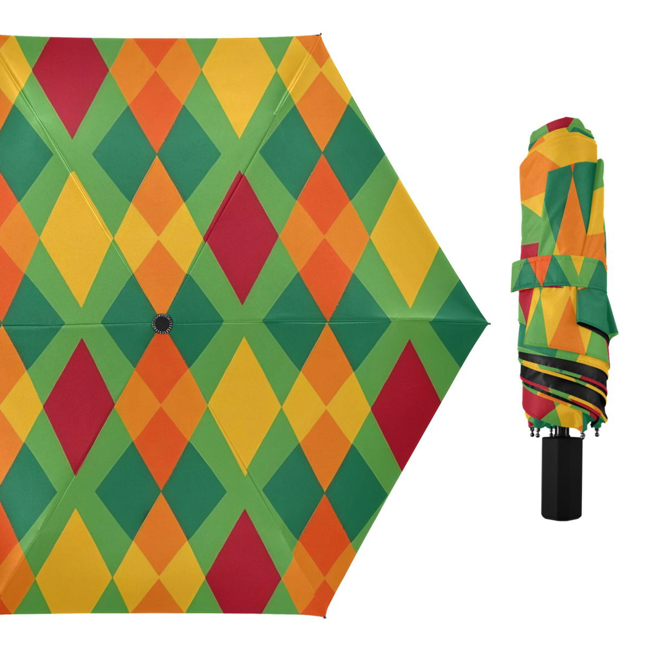 ALAZA Art Checkered Grid UPF 50+ Compact Folding Umbrella for Rain Travel Umbrella Packable
