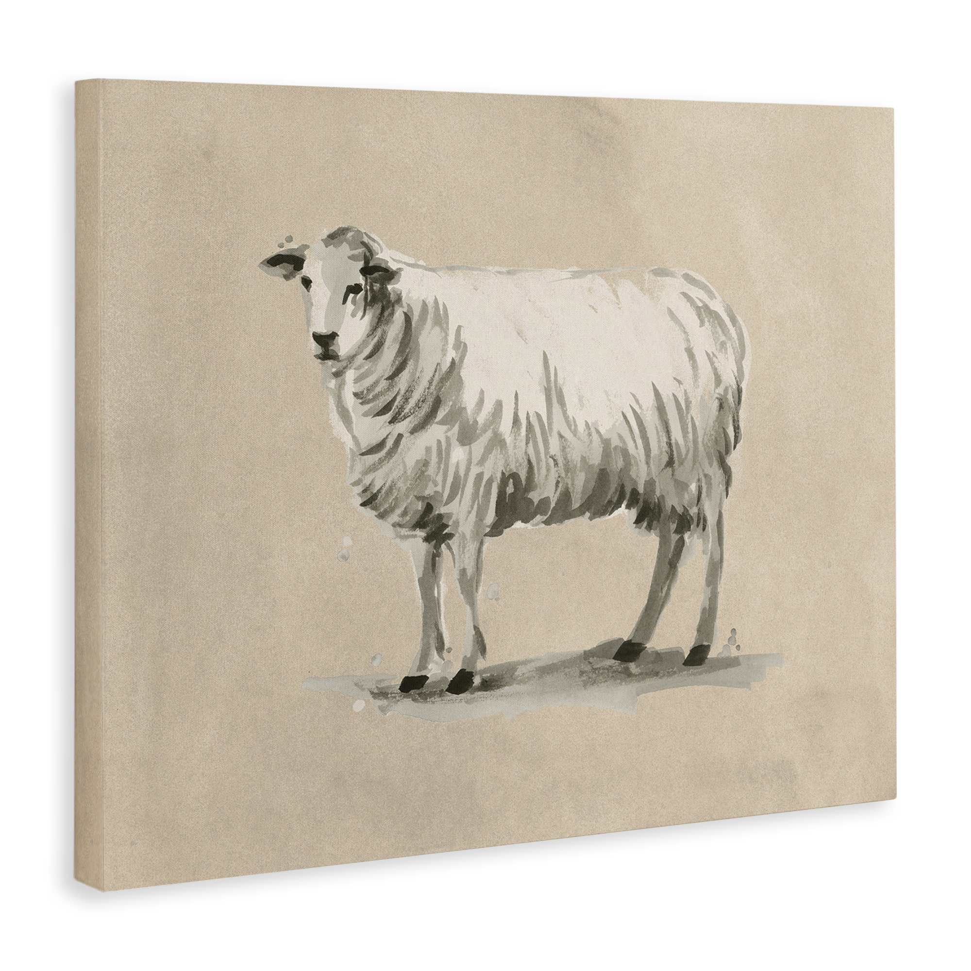 Stupell Industries Traditional Minimal Sheep Animals & Insects Painting Gallery Wrapped Canvas Art Print Wall Art, 30 x 24