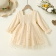 thumbnail image 3 of Younger Tree Baby Girl Tutu Dress Toddler Fall Long Sleeve Square Neck Bowknot Princess Birthday Party Dresses for 4-5T, 3 of 7