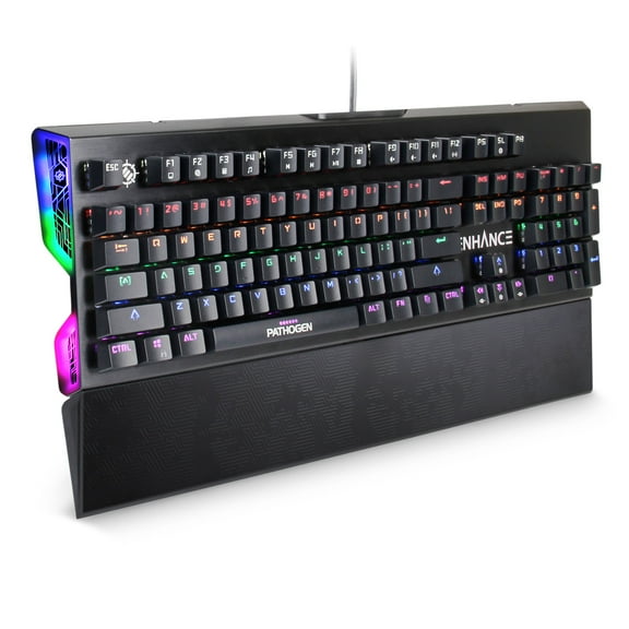ENHANCE Optical Gaming Keyboard w/ Blue Tactile Mechanical Switches - Rainbow LED with 9 Effects