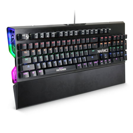 ENHANCE Optical Gaming Keyboard w/ Blue Tactile Mechanical Switches - Rainbow LED with 9