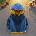 thumbnail image 3 of Efsteb Boys Sweatshirts Cute Tops Solid Color Casual Fashion Hooded Sweatshirt Loose Comfy Long Sleeve Tops Pullover (Blue,2 Years), 3 of 3