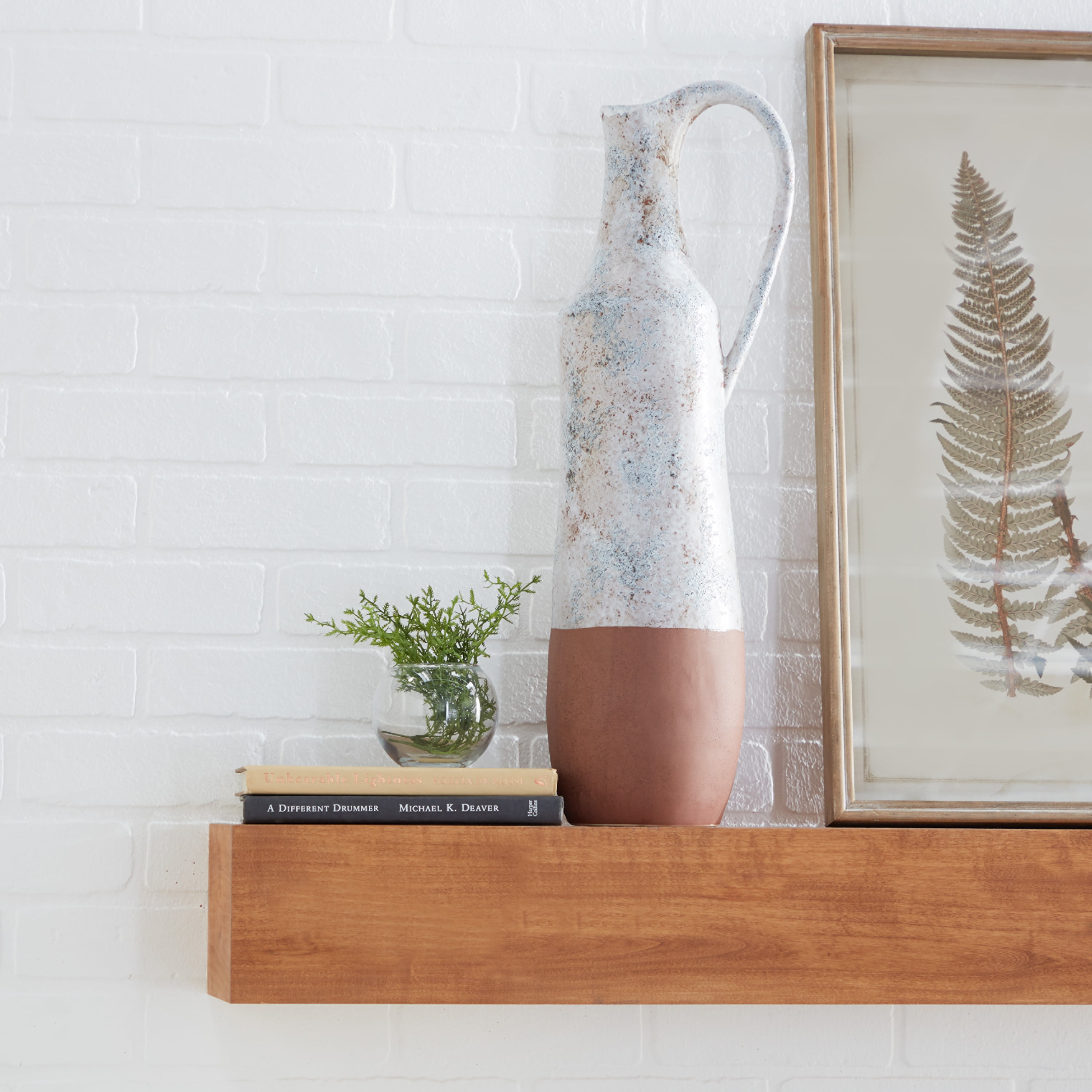 DecMode 23" Handmade White Ceramic Vase with Terracotta Accents