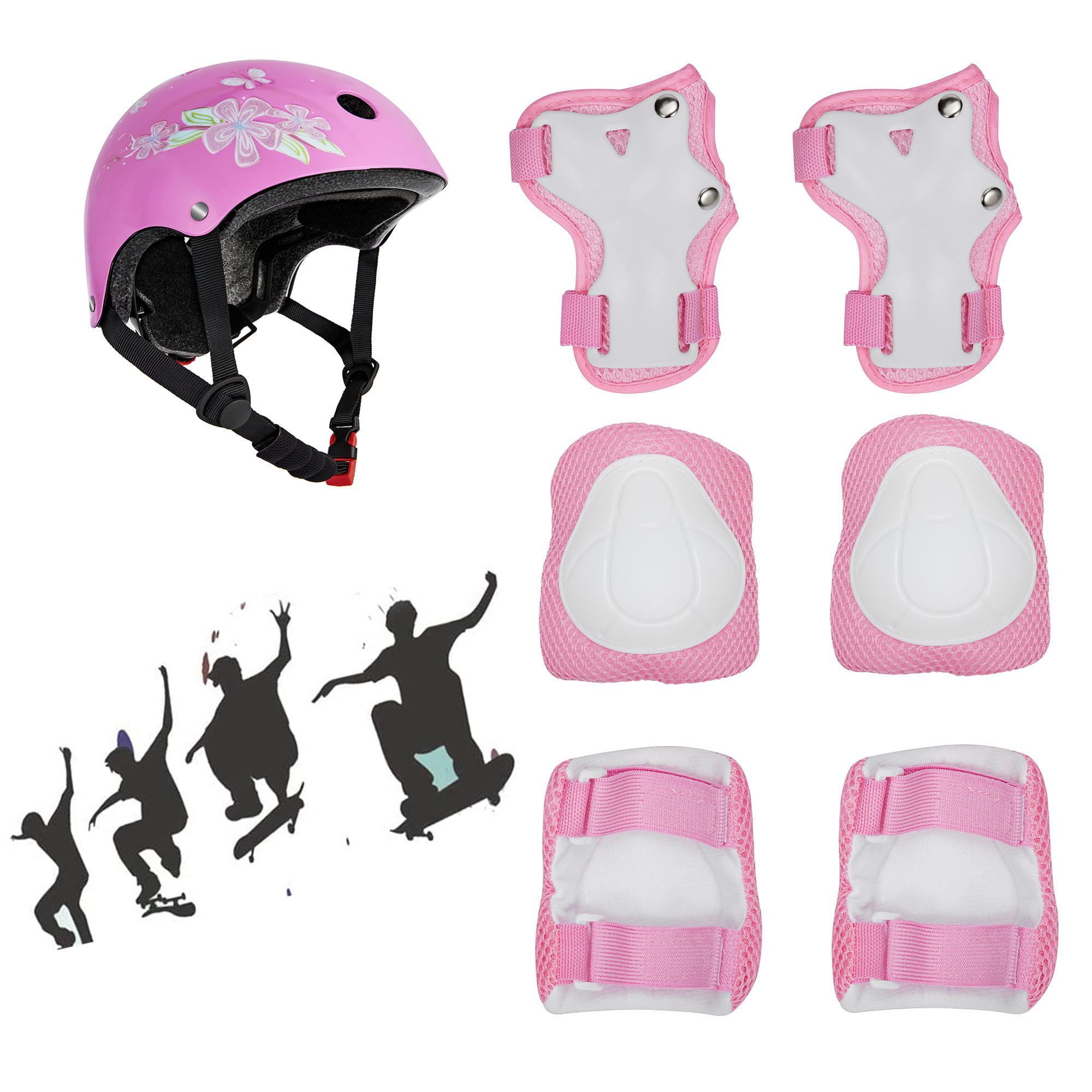 Lucky-M Kids Protective Gear Set Boys Girls Adjustable Size Helmet with Knee Pads Elbow Pads Wrist Guards For Skateboard Cycling Hoverboard Scooter Rollerblading