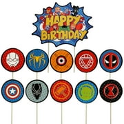 Avengers Superhero Birthday Flag, Spider-Man Thor Hulk Paper Banner