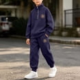 thumbnail image 2 of AherBiu Kids Teen Boys Tracksuits 2 Piece Outfits Half Zip up Stand Collar Pullover Sweatshirt with Pants Jogger Set Sweatsuits(14-15 Years,Navy), 2 of 9