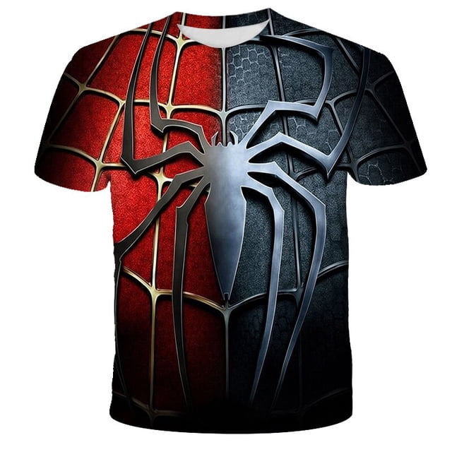 Marvel Kids Captain America Costume Fashion Spiderman T-shirt Kids Boys T Shirts Children's Short-sleeved Superhero Clothing Top4T Gong Bohan LED
