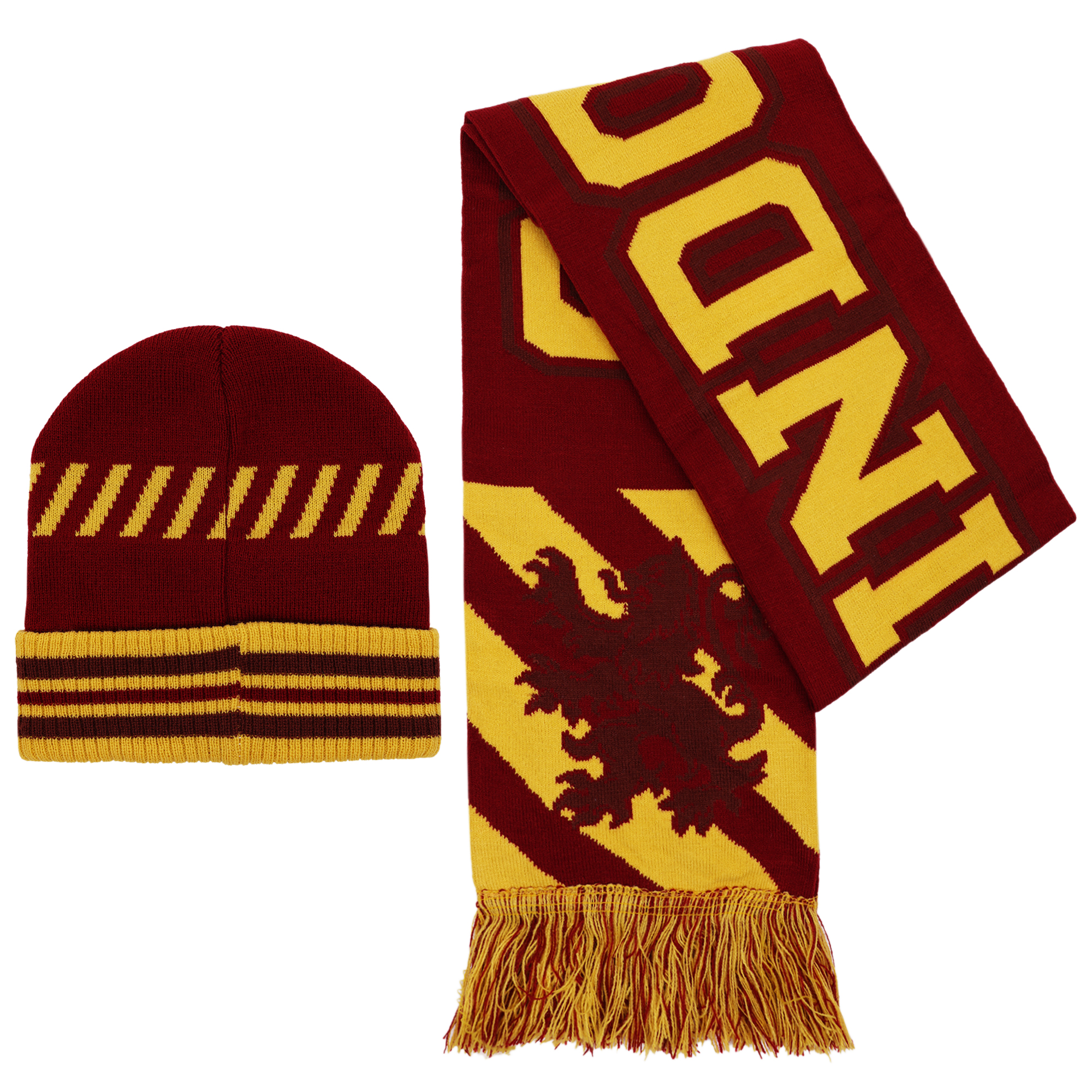 Gryffindor House Team Ribbed Cuff Beanie and Scarf 2pc Set