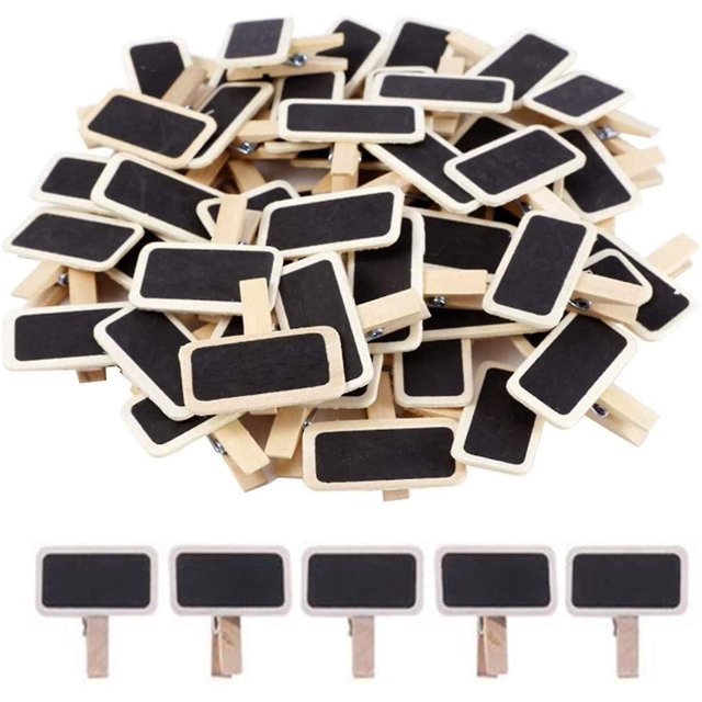 50 pack mini nota pizarra de madera pizarrones cuadrados clips de papel, foto de madera, 11 kaili Sencillez