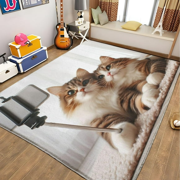 Rug for Living Room 6x9 Pet Cat Selfie Washable Area Rugs Non Slip Floor Rugs for Indoor Floor Office Rug Room Rug Entrance Decor