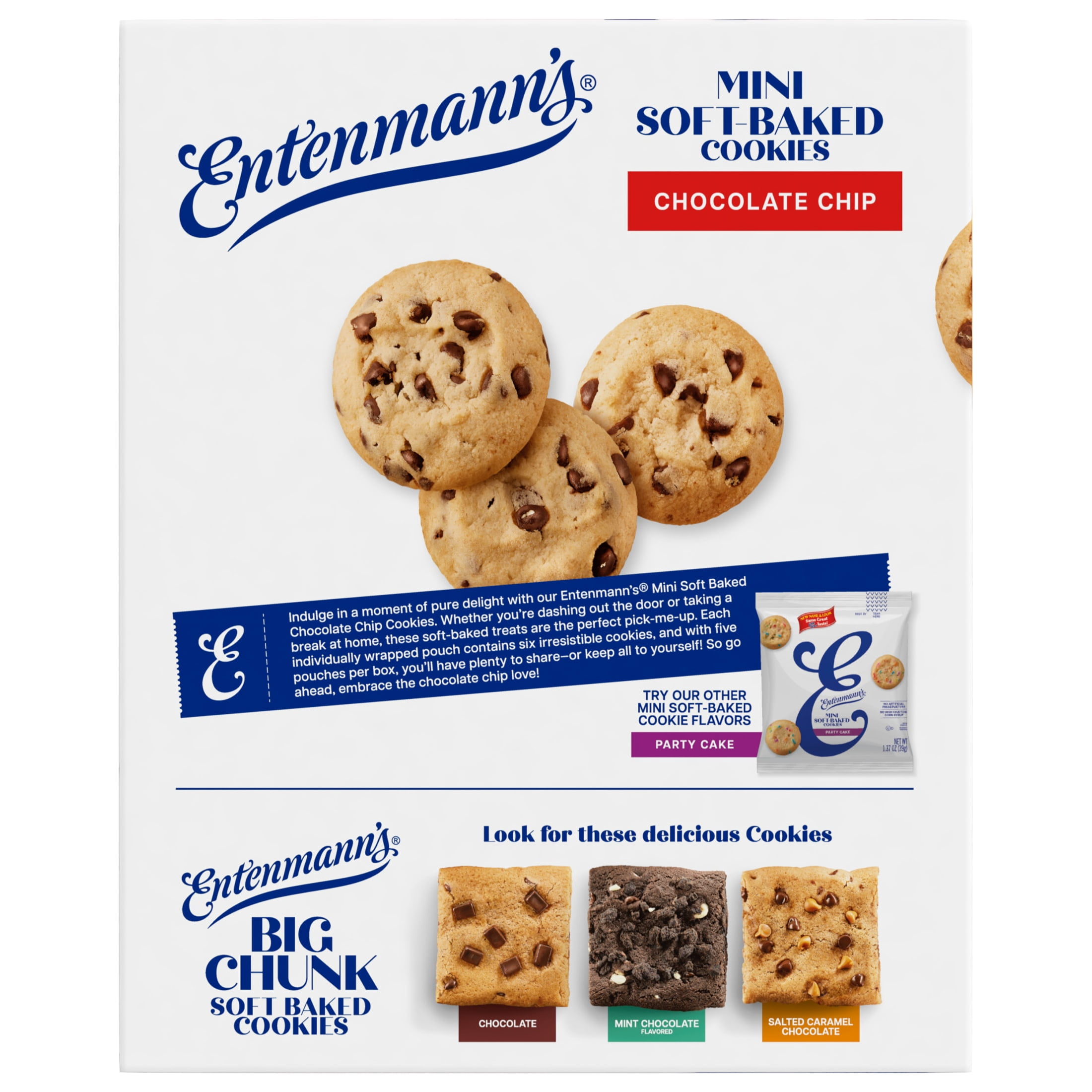 Entenmann's Soft-Baked Chocolate Chip Cookies, 5 packs, Mini 6.88 oz Box