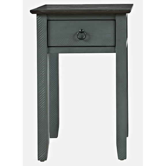 Jofran Devon Farmhouse Distressed Solid Pine End Table with Storage, Antique Blue
