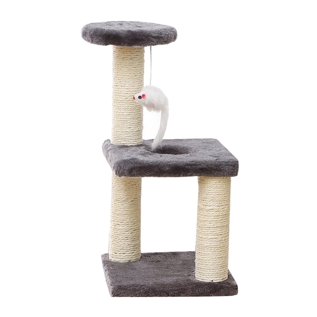 Muebles de escalada para gatos Zulema varios niveles con rascadores cubiertos de sisal Base Cuadrada gris