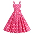 thumbnail image 1 of Robes pour Femmes Sans Manches Col en V à Carreaux à Pois Robe Vintage Ajustée Patchwork Soirée Fermeture Éclair Robes Évasées, 1 of 7