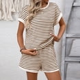 thumbnail image 2 of Htigea Two Piece Sets for Women Summer Cap Sleeve Crew Neck Top Loungewear Shorts Outfits Casual Everyday Wear Khaki XL, 2 of 8