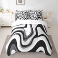 thumbnail image 2 of jejeloiu Modern Geometric Desgin 7 Pieces Bedding Comforter Set,Minimalist Stripes Lines Full Bedding Set,Black White Fitted Sheet Flat Sheet For Teens,Luxury Bedroom Decor Reversible, 2 of 8