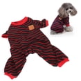 thumbnail image 1 of Pijamas para mascotas Ropa de punto suave Acogedor mono de 4 pies a rayas para perros Cachorros Gatos Raya roja M, 1 of 12