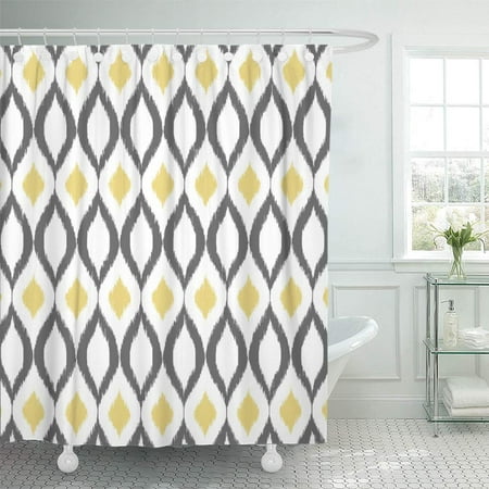 Xddja Colorful Modern Retro Geometric, Yellow And Grey Shower Curtain Sets With Rugs