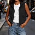 thumbnail image 5 of Women's Sleeveless Zip Up Hoodies Vest Plus Size Lightweight Drawstring Waistcoats Loose Fit Jackets Vests, 5 of 10