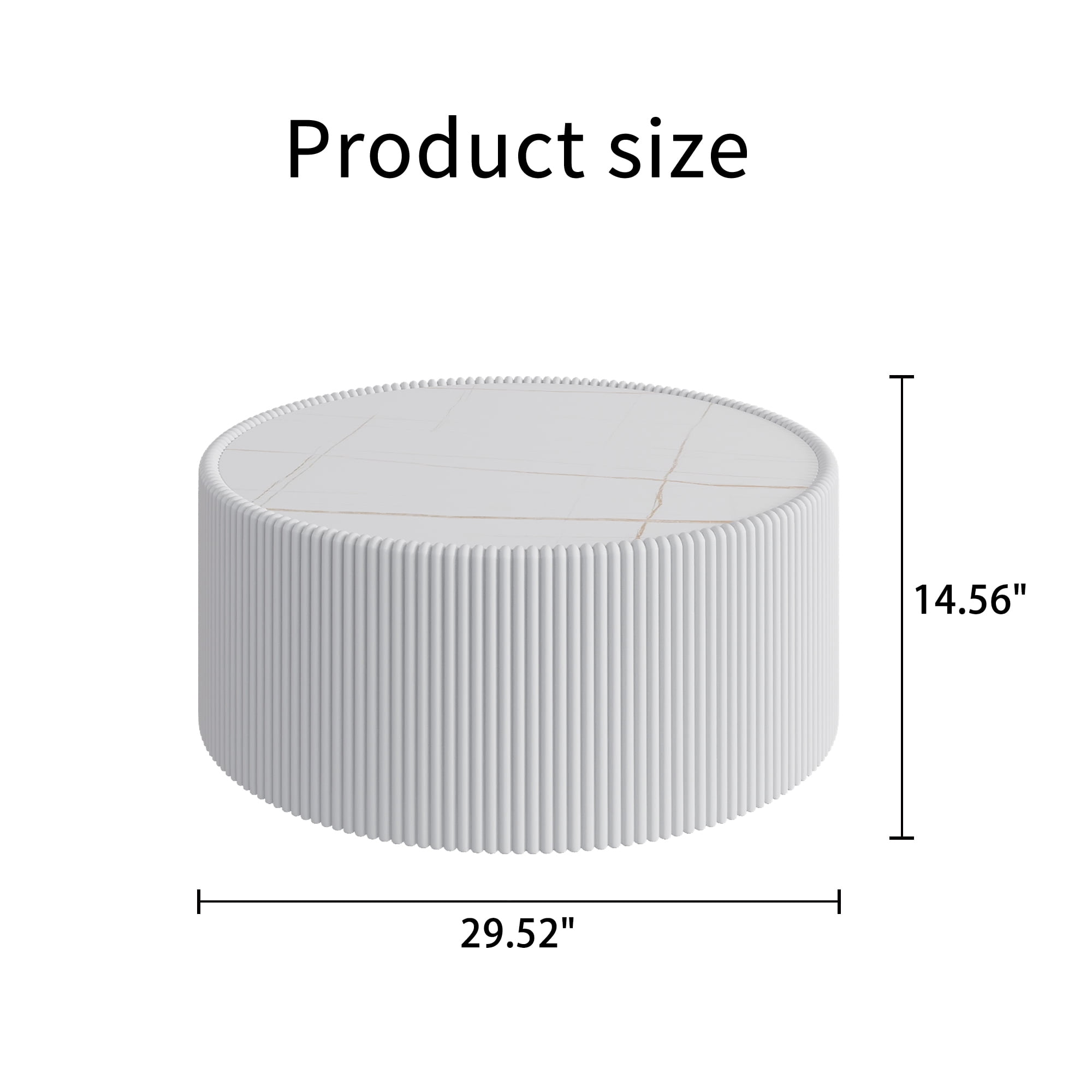Leumius Round Coffee Table,Cylinder Shape Leather Coffee Modern Sofa Table for Living Room, Bedroom and Outdoor Home Decor White Large
