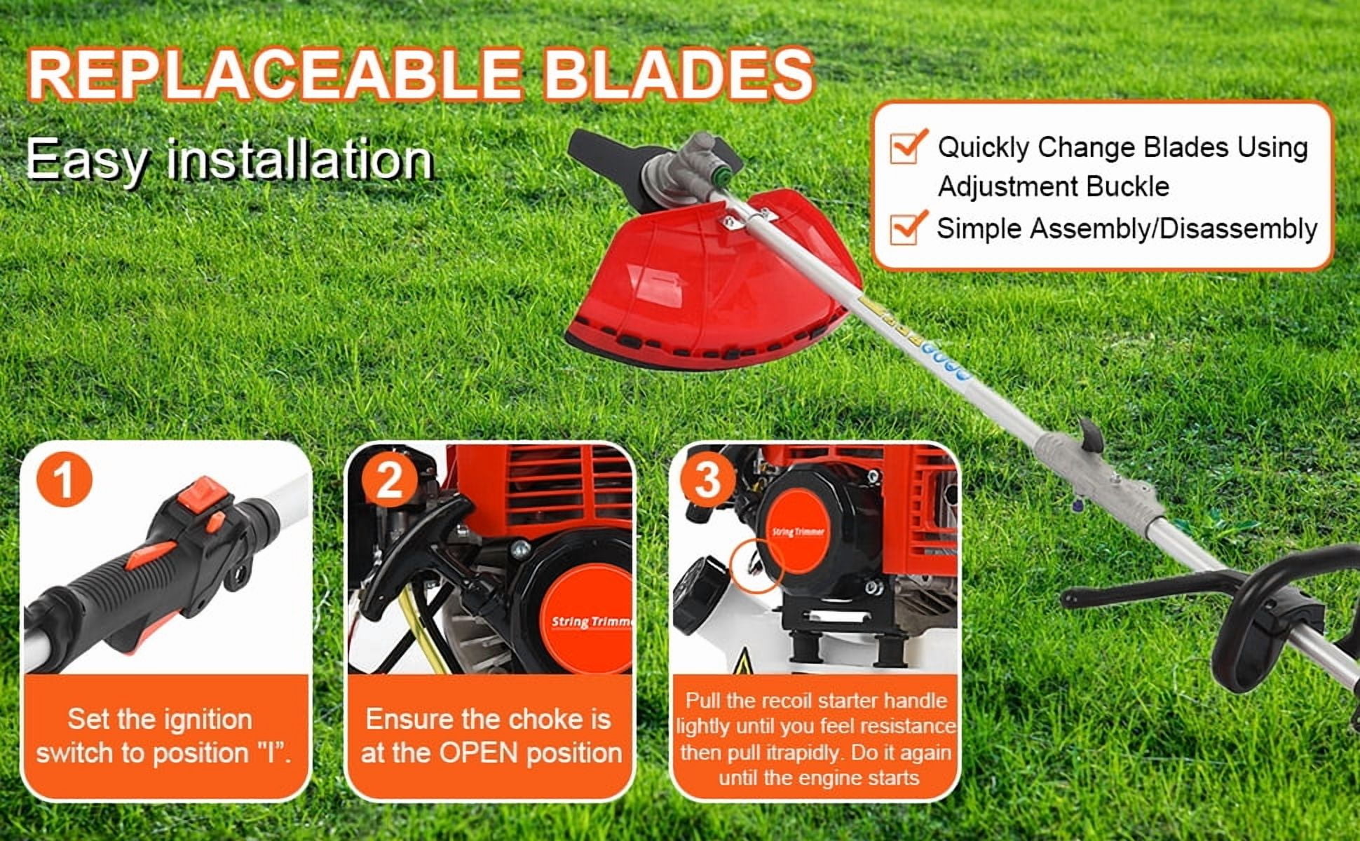 WETS 5 in 1 Multi Functional Trimming Tools, 52cc 2 Stroke Gas Hedge Trimmer, Weed Eater Gas String Trimmer, Brush Cutter, Edger, Pole Saw Chainsaw Pruner with Extension Pole, Cordless String Trimmer