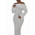 thumbnail image 3 of Women'S Fall Off Shoulder Bodycon Sweater Dress Formal Long Sleeve Elegant Club Party Midi Maxi Dresses White M, 3 of 9
