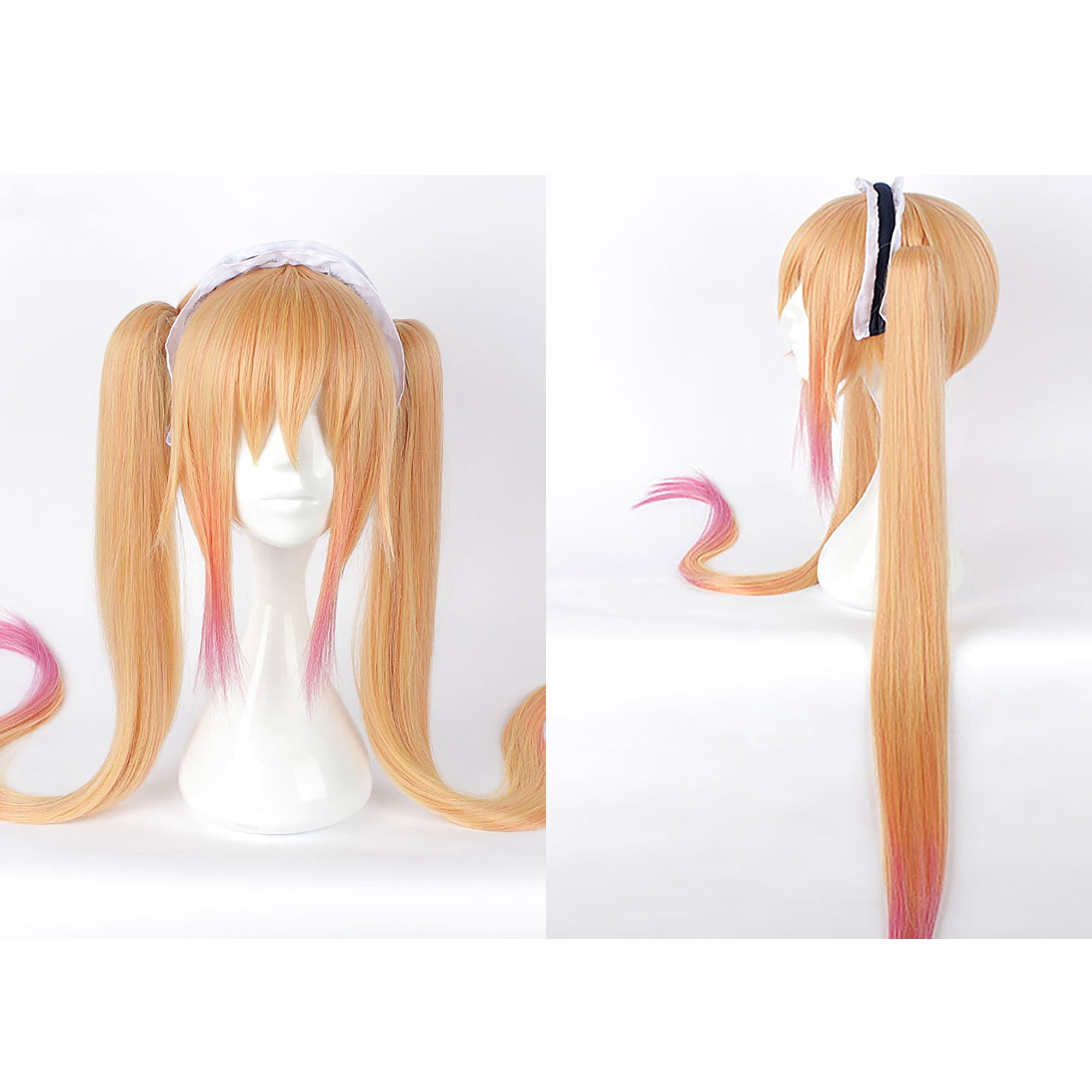 Unique Bargains Wigs for Women 39" Blonde Pink Wigs with Wig Cap