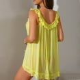 thumbnail image 4 of Womens Fashion 2026 Sexy Bows Split Side Ruffle Lace Mesh Sheer Babydoll Lingerie Dress Nightgown Set with Thong 2 Piece, 4 of 4