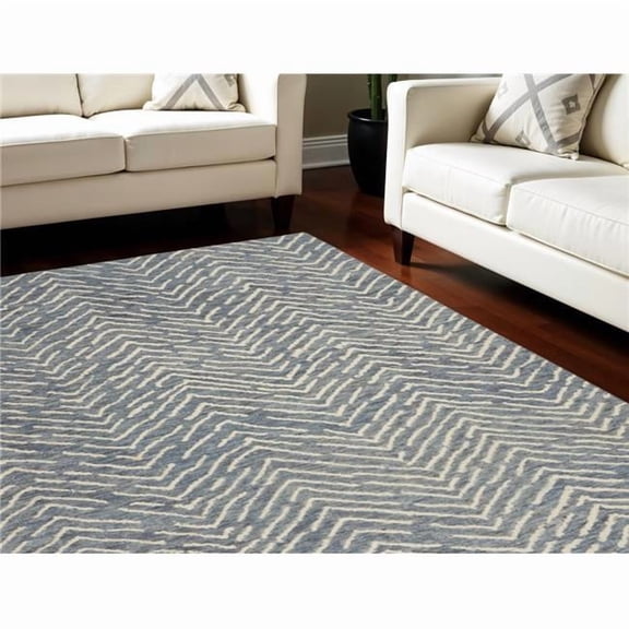 HomeRoots 553386 8 x 10 ft. Wool Chevron Rectangle Area Rug, Indigo & Ivory