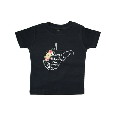 

Inktastic West Virginia Home is Where The Heart is with Watercolor Floral Gift Baby Girl T-Shirt