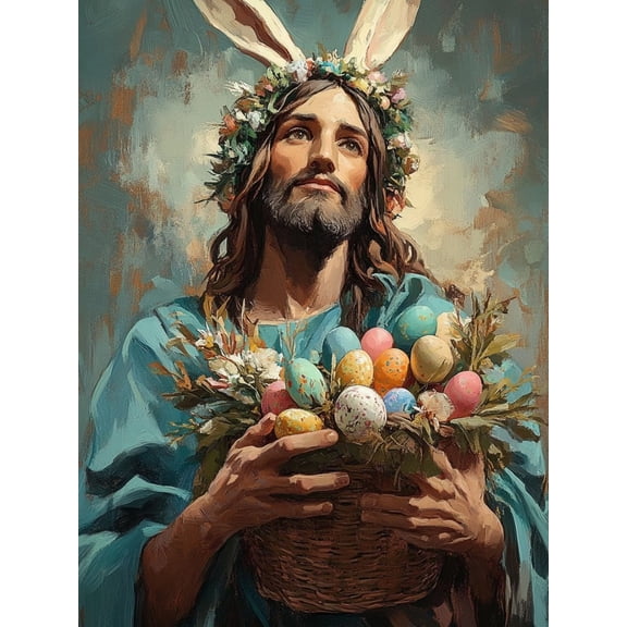 Paint by Numbers Adult DIY Hand Painted Jesus at Easter Oil Painting Canvas Kits with Brush and Acrylic Gifts and Home Decoration Without Frame 40 x 50 cm