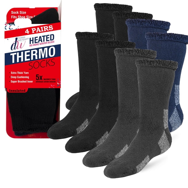 Men's Thermal Wool Blend Knee-High Socks - Winter, 4 Pairs Pack, Black