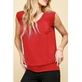thumbnail image 2 of Made by Johnny Women's Solid Short Sleeve Sweetheart Top XXL RED, 2 of 6