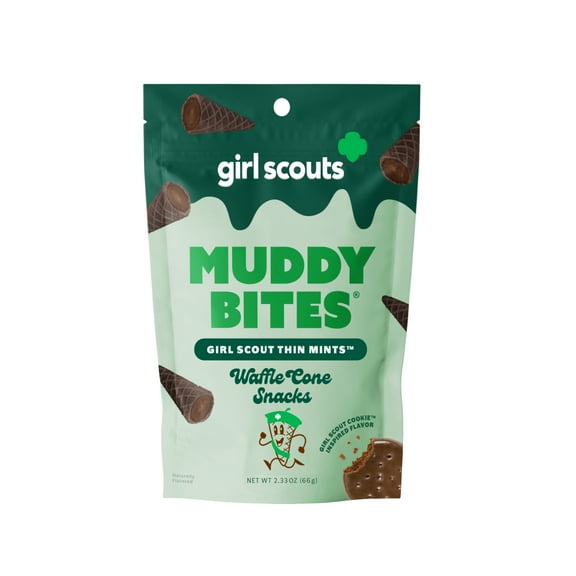 Muddy Bites Girl Scout Thin Mints Filled Waffle Cone Bites, Resealable Bag, 2.33 oz