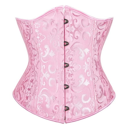 SnnmBlm Women s Bustier Corset Top Plus Size Satin Waist Cincher Overbust Bustiers Pink 5XL