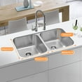 thumbnail image 3 of DIRECTUNIT Undermount Kitchen Sink 18 Gauge Stainless Steel 2 Bowl, 35"x20.5"x9", 3 of 5