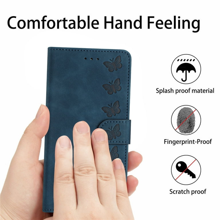 Qwalnely Butterfly Wallet – PU Leather Card Holder With Zipper Coin Pocket, Cute Blue Design