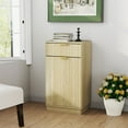 thumbnail image 2 of CQSXDA 10-Gallon Woodgrain Tilt-Out Trash Can Cabinet in Elegant Oak with Wave-Textured Drawer & Pull-Out Bin, 2 of 15