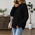 thumbnail image 6 of Sweaters for Women Zaewscy Women's Henley Neck Button Ribbed Knit Long Sleeve Loose Pullover Sweater Black L, 6 of 8