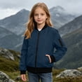 thumbnail image 5 of Kids Zip Bomber Jacket with Pockets, Waterproof Windproof Long Sleeve Outdoor Coat for Boys Girls Ages 5-16 Fall Casual Outerwear Navy 15 Years, 5 of 9