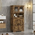 thumbnail image 2 of HOSSLLY Bathroom Storage Cabinet, Freestanding Bathroom Cabinet with Open Storage, Kitchen Pantry Cabinet with Doors for Living Room, Bathroom Floor Cabinet, Brown, 2 of 9