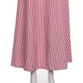 thumbnail image 3 of Women High Low Asymmetrical Shirt Clothes Striped V-Neck Blouse Wide Hem Long Sleeve Dress with Belt Casual Tops, 3 of 9