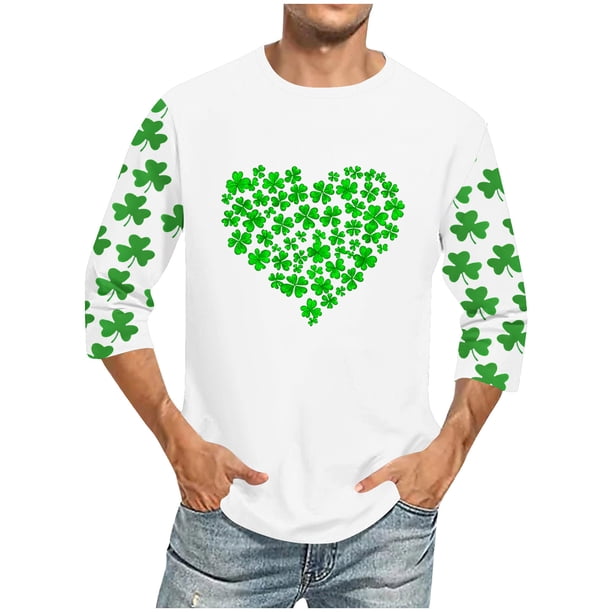 Blusas y camisas de manga larga con cuello redondo para hombre, blusas casuales con estampado de cuello redondo y manga 3/4, blusas de poliéster para tiempo libre.